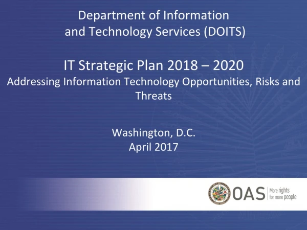 Department of Information  and Technology Services  (DOITS) IT  Strategic  Plan 2018 – 2020