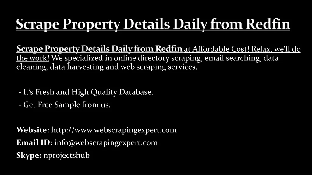 scrape property details daily from redfin