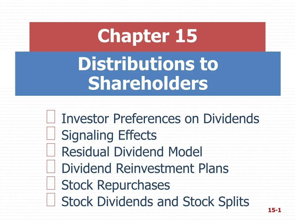 distributions to shareholders