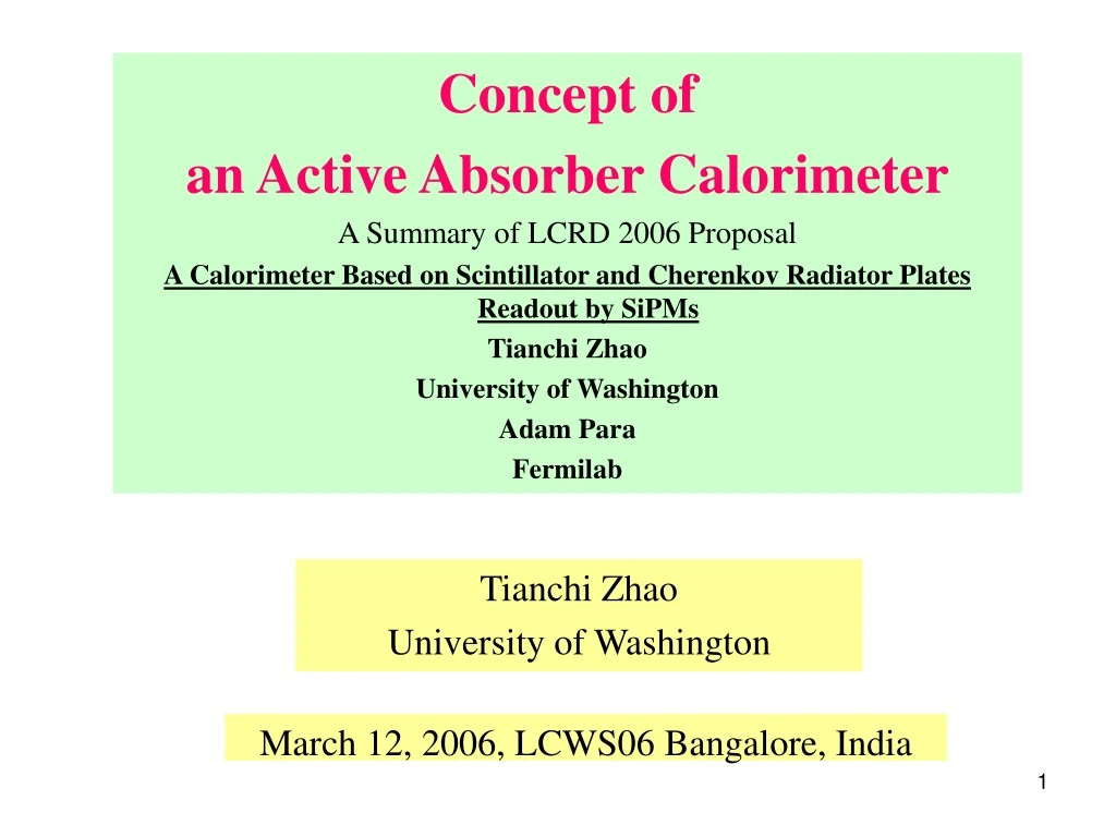 concept of an active absorber calorimeter