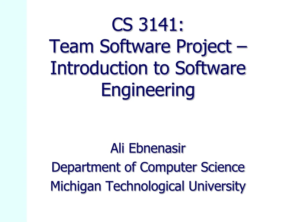 cs 3141 team software project introduction to software engineering