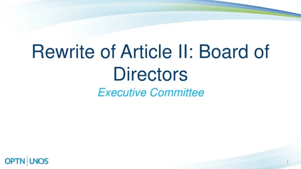 Rewrite of Article II: Board of Directors