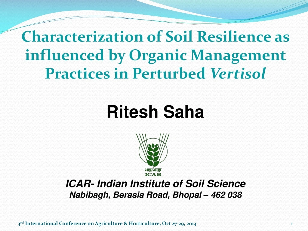 characterization of soil resilience as influenced