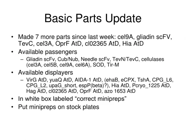 Basic Parts Update