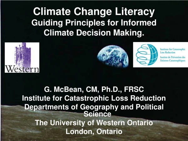 Climate Change Literacy Guiding Principles for Informed Climate Decision Making.