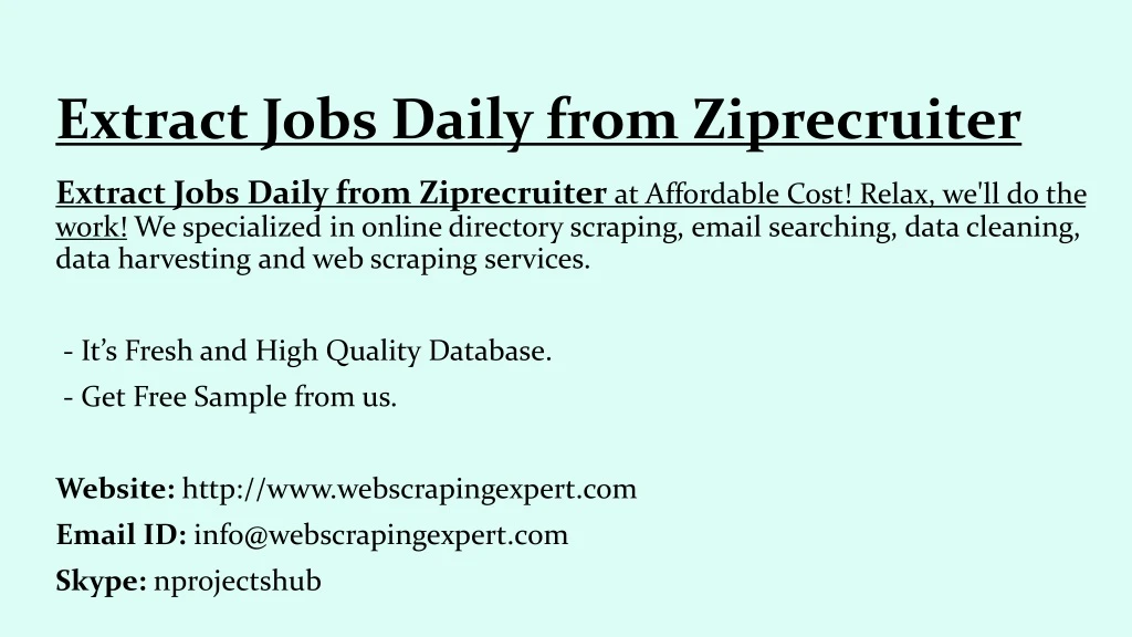 extract jobs daily from ziprecruiter