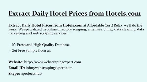 Extract Daily Hotel Prices from Hotels.com