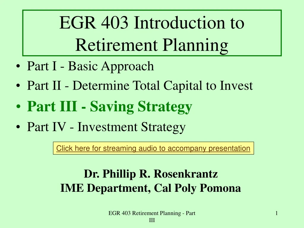 egr 403 introduction to retirement planning