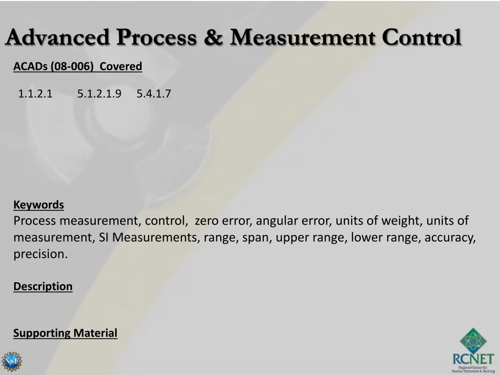 advanced process measurement control