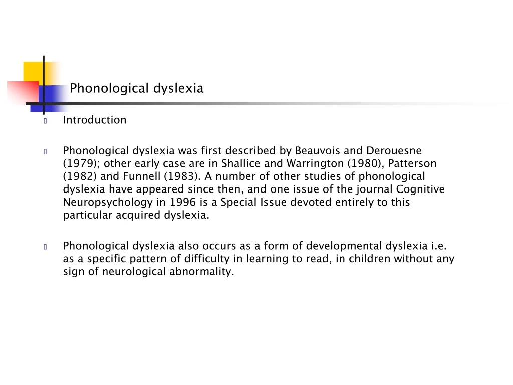 phonological dyslexia