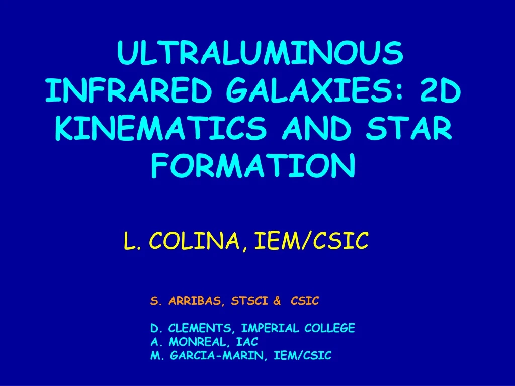 ultraluminous infrared galaxies 2d kinematics and star formation