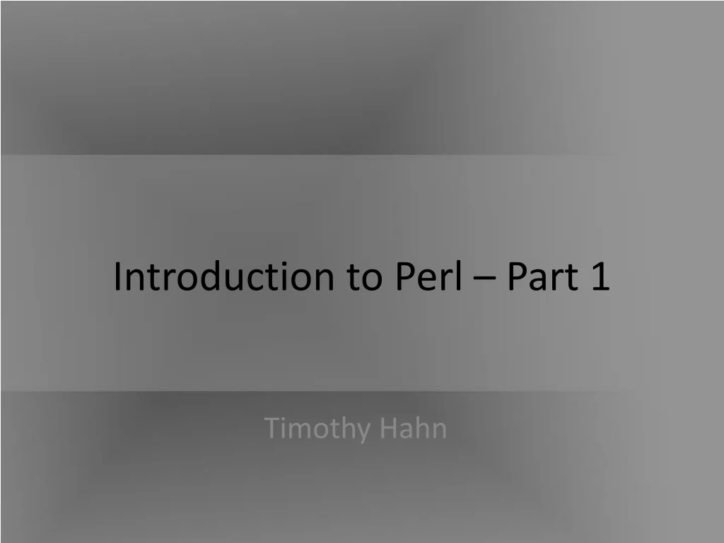 introduction to perl part 1
