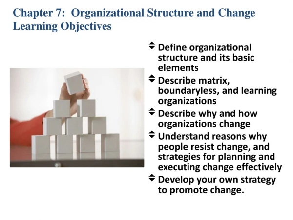 Chapter 7:  Organizational Structure and Change Learning Objectives