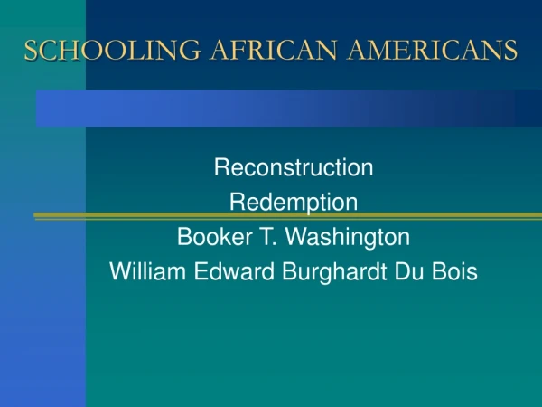 SCHOOLING AFRICAN AMERICANS