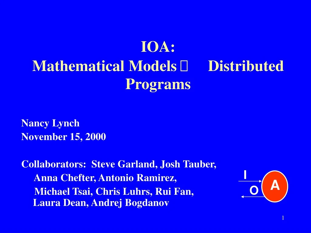 ioa mathematical models distributed programs