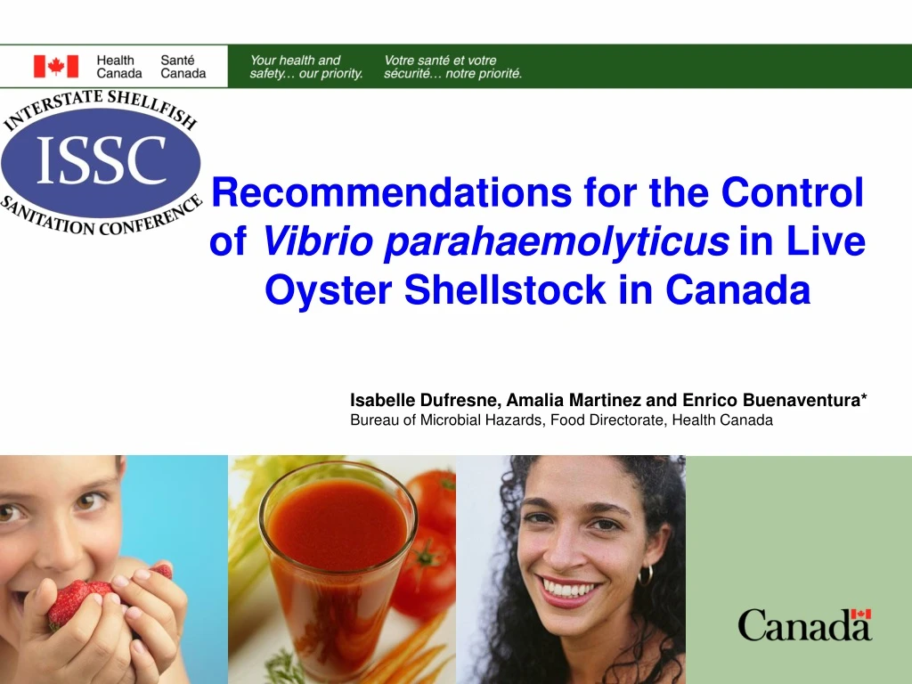 recommendations for the control of vibrio