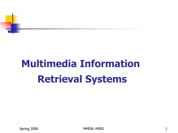 Multimedia Information  Retrieval Systems