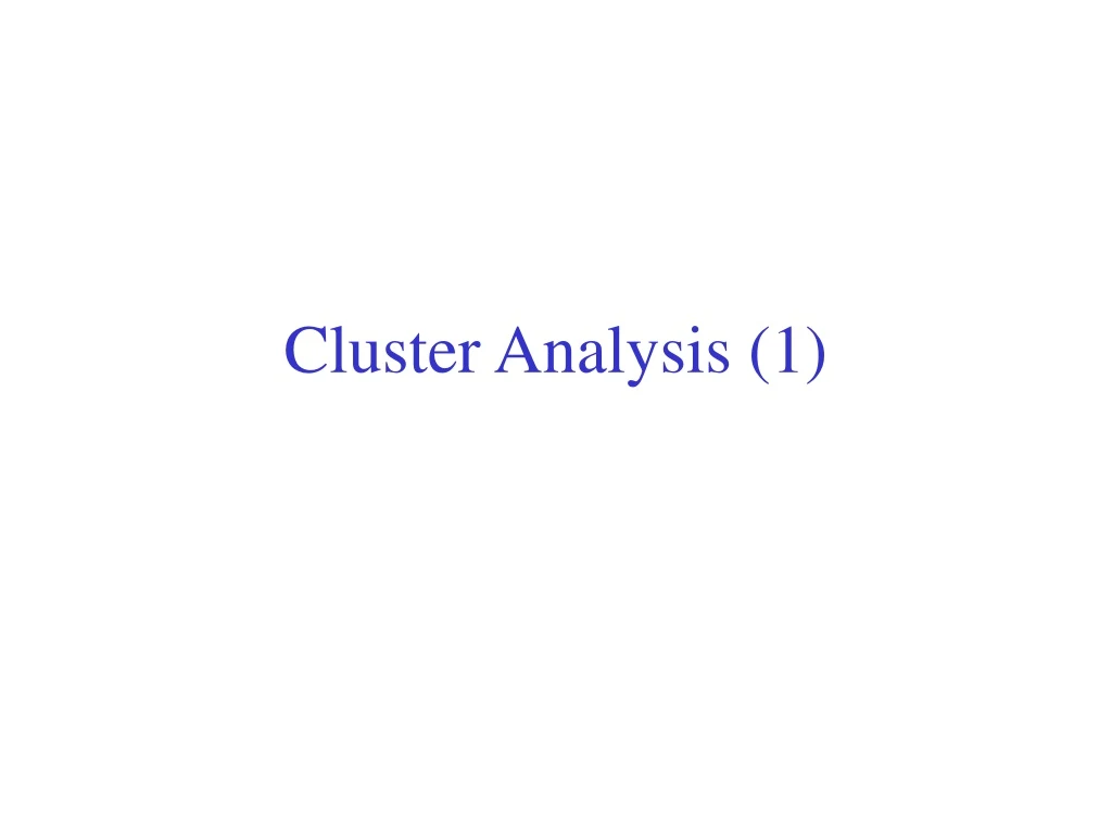 cluster analysis 1