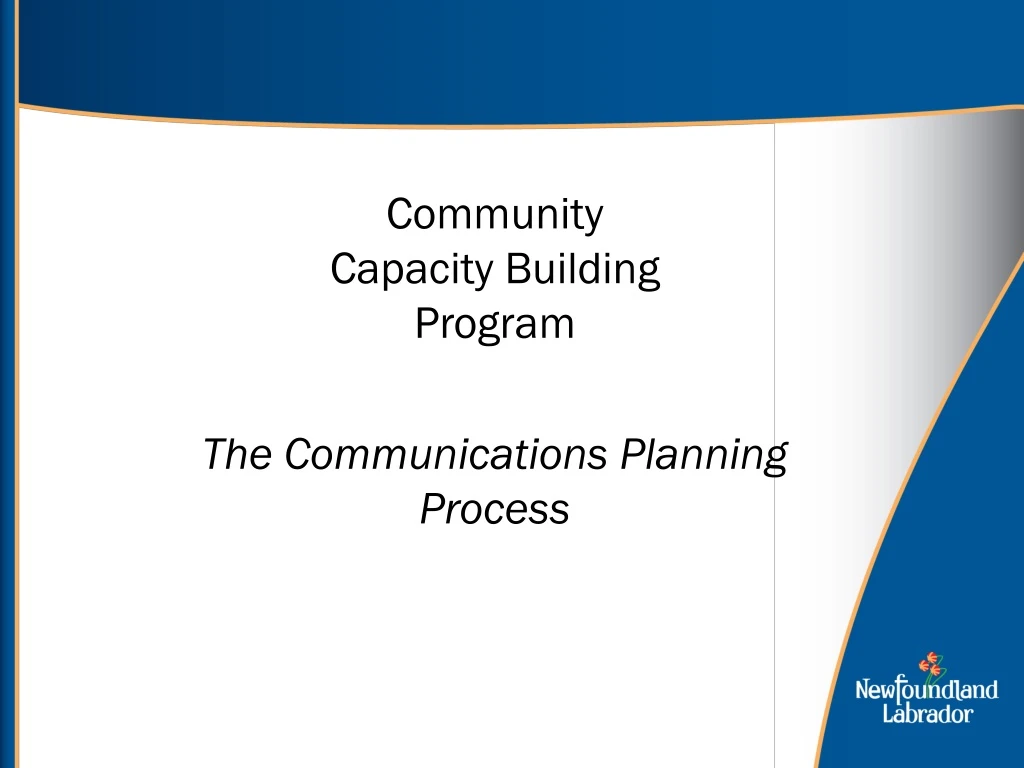 community capacity building program the communications planning process