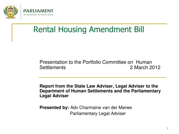 Rental Housing Amendment Bill