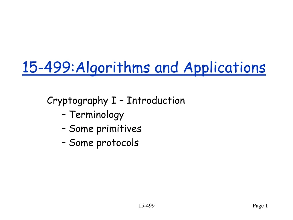 15 499 algorithms and applications