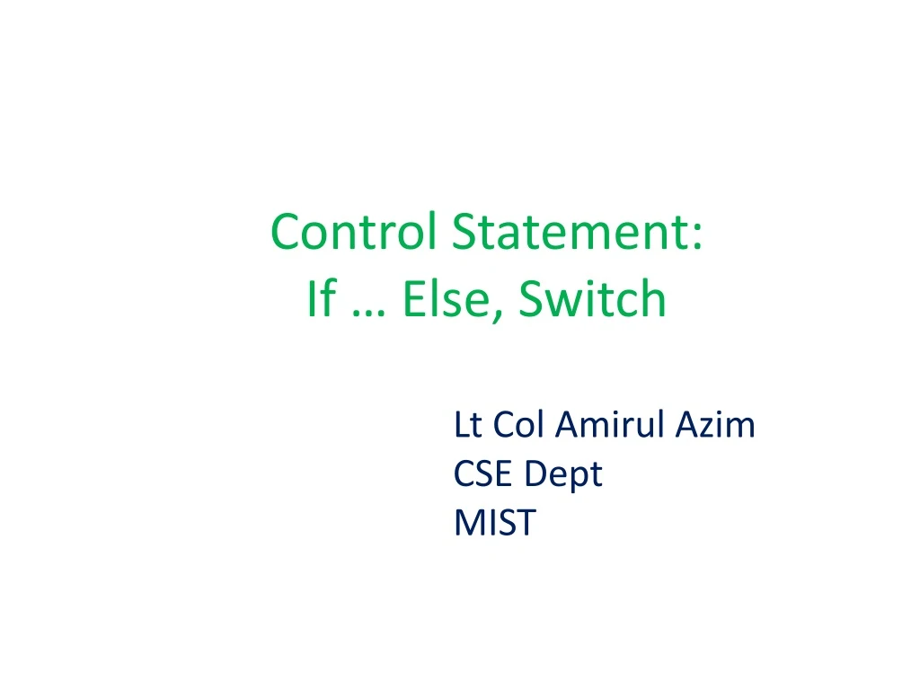 control statement if else switch