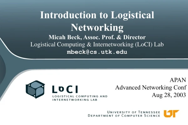 APAN Advanced Networking Conf Aug 28, 2003