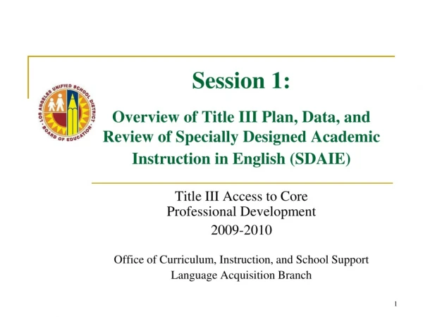 Title III Access to Core  Professional Development 2009-2010