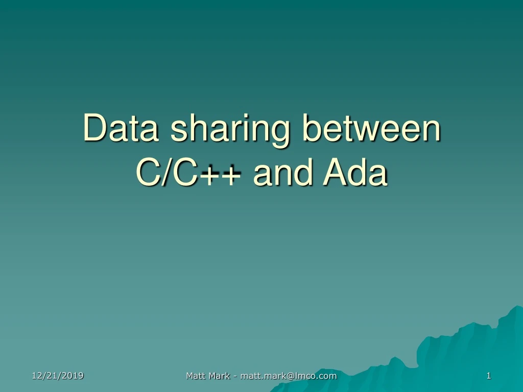 data sharing between c c and ada