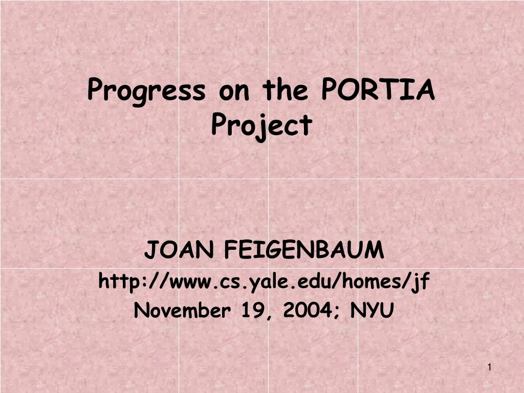 progress on the portia project