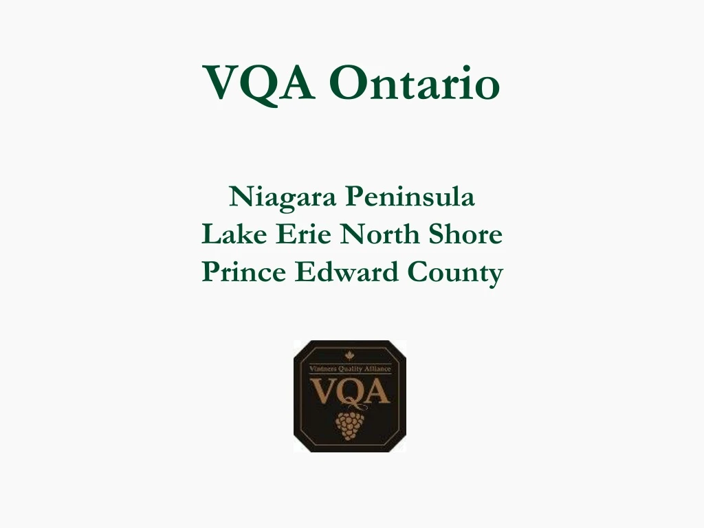 vqa ontario niagara peninsula lake erie north shore prince edward county