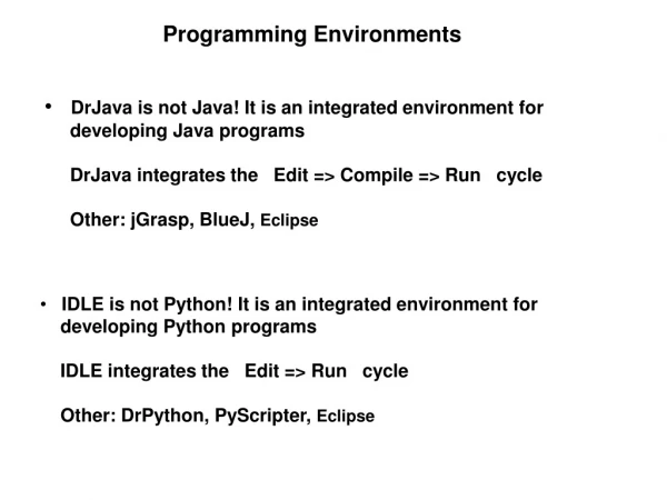 Programming Environments