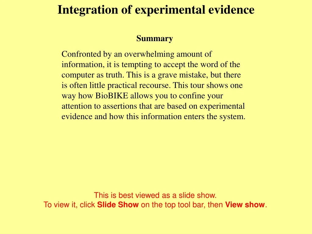 integration of experimental evidence