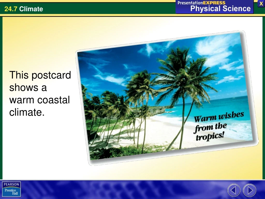 this postcard shows a warm coastal climate