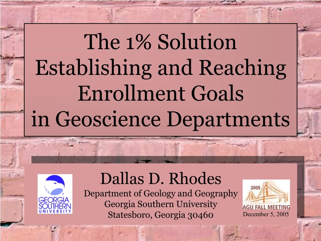 the 1 solution establishing and reaching enrollment goals in geoscience departments