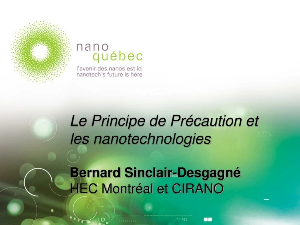 Le Principe de Précaution et  les nanotechnologies