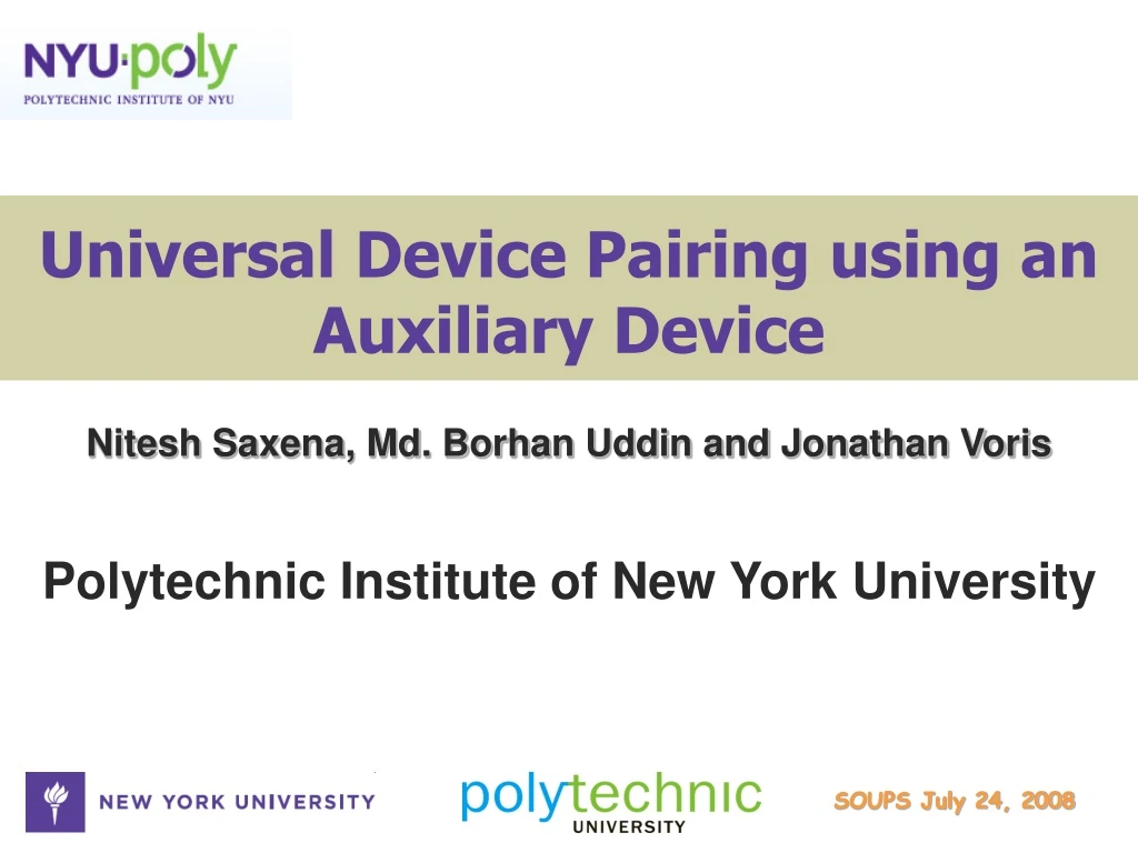 universal device pairing using an auxiliary device