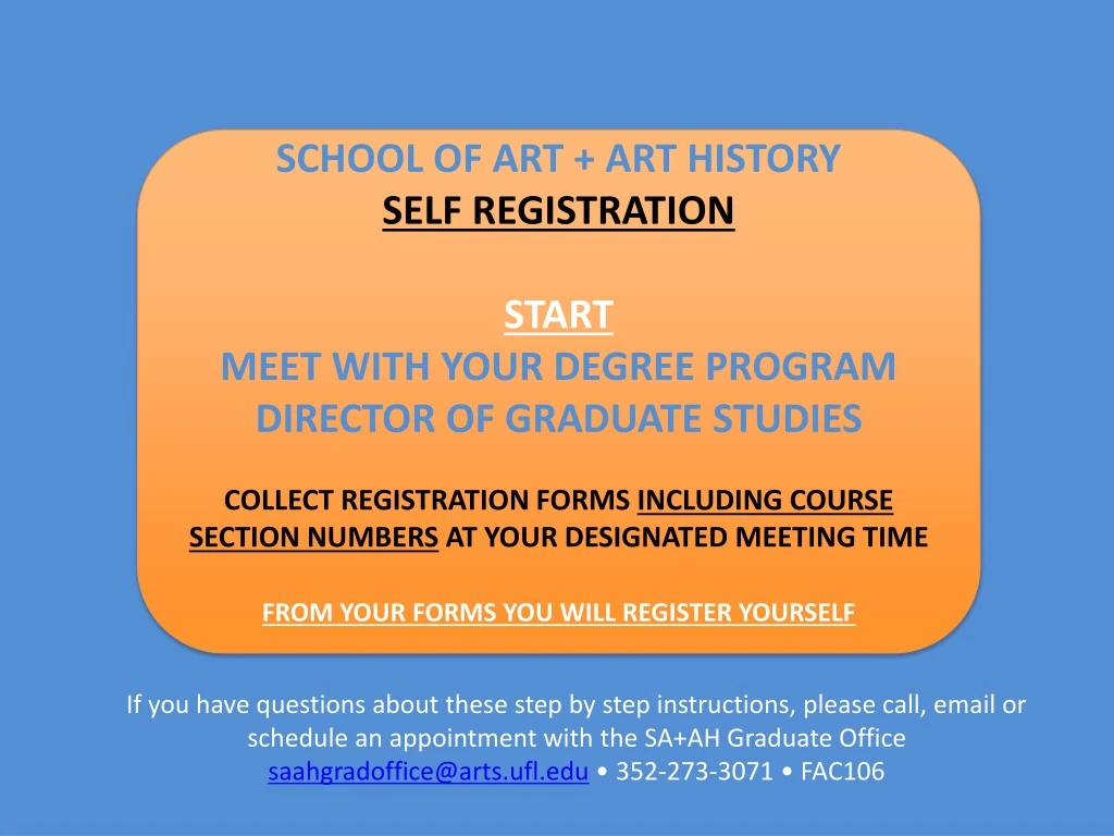 school of art art history self registration start