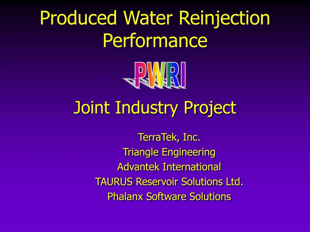 produced water reinjection performance joint industry project