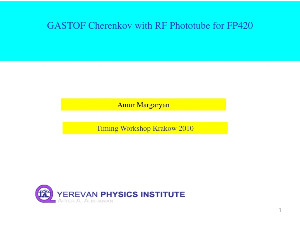 gastof cherenkov with rf phototube for fp420