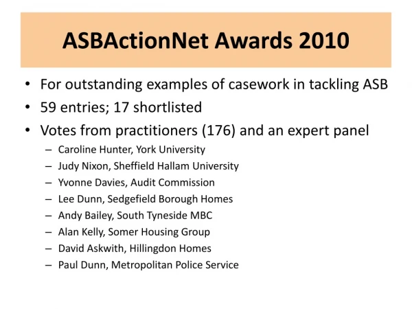 ASBActionNet Awards 2010