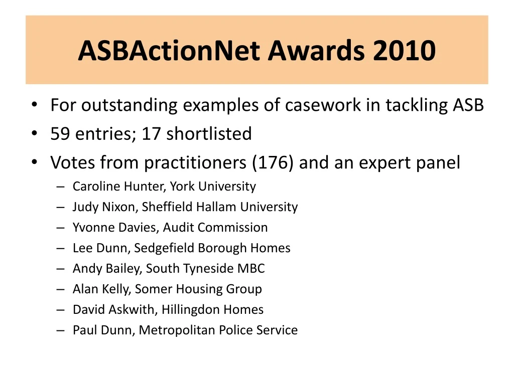 asbactionnet awards 2010