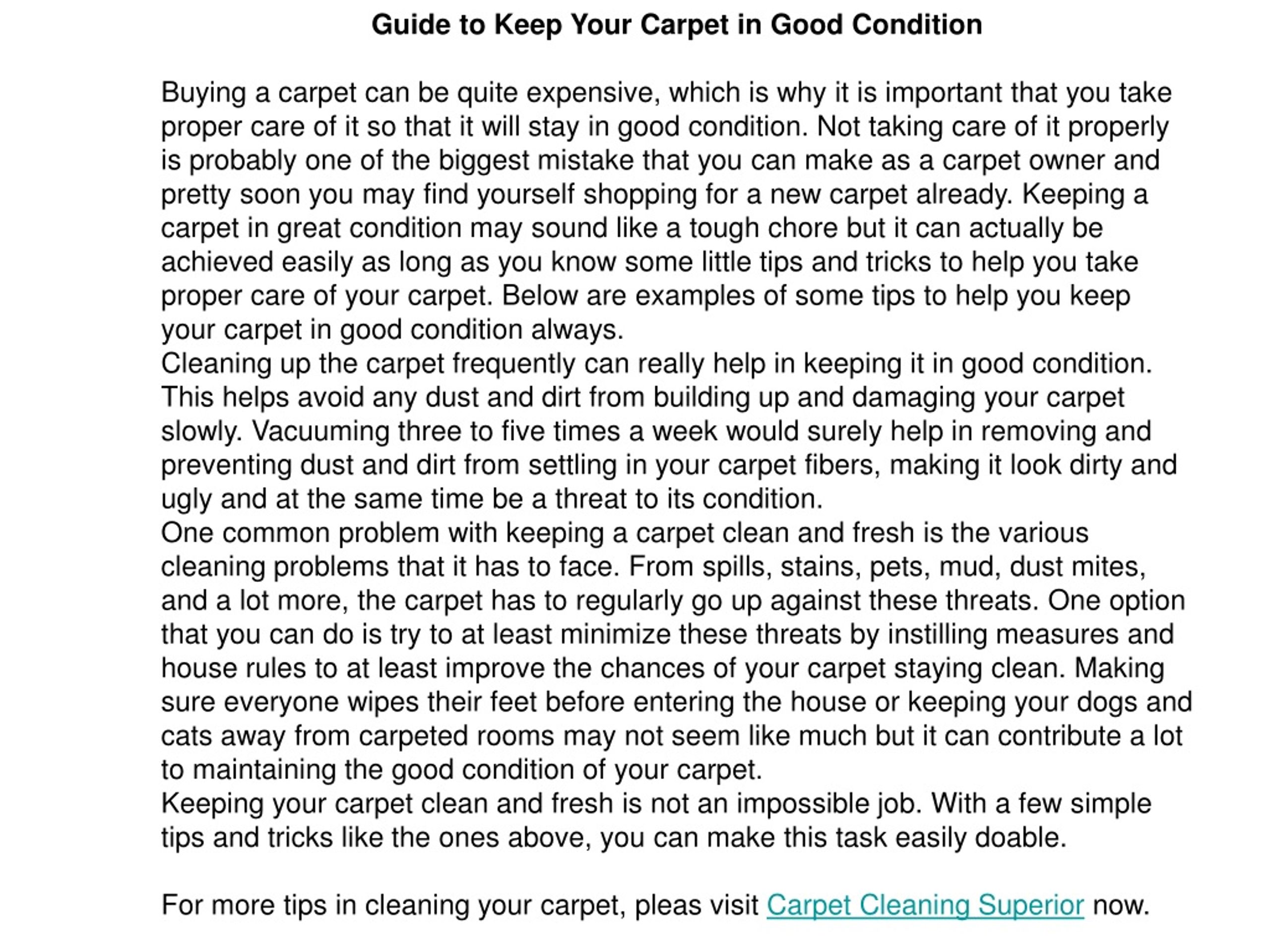 PPT - Guide to Keep Your Carpet in Good Condition PowerPoint ...