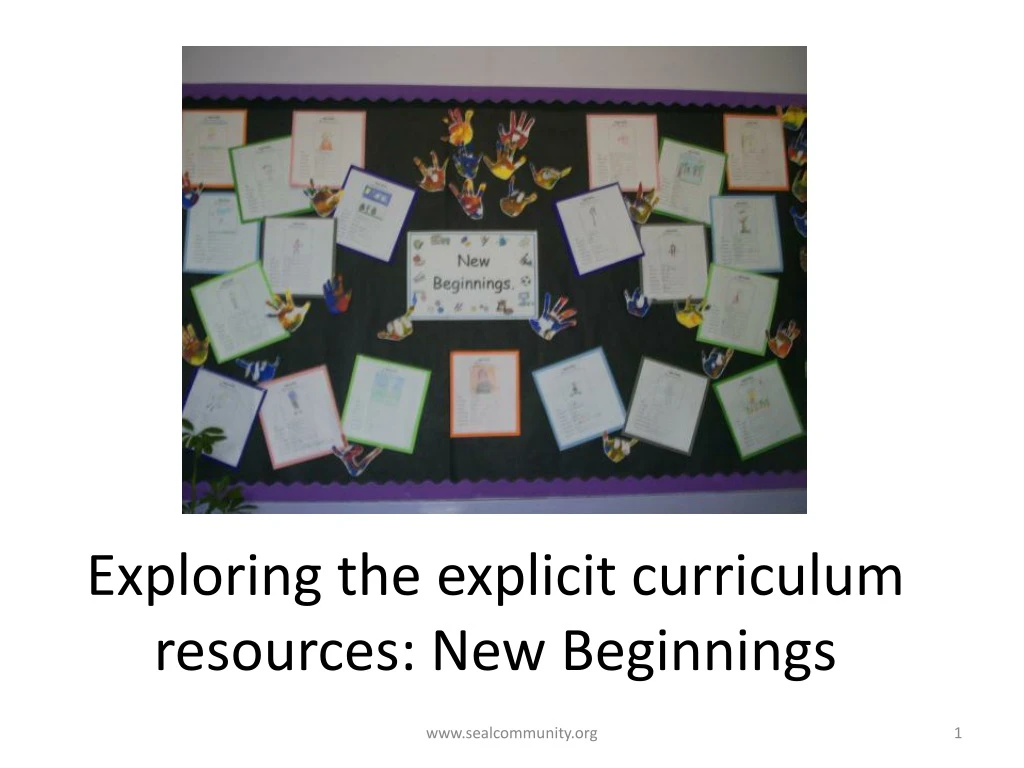 exploring the explicit curriculum resources new beginnings