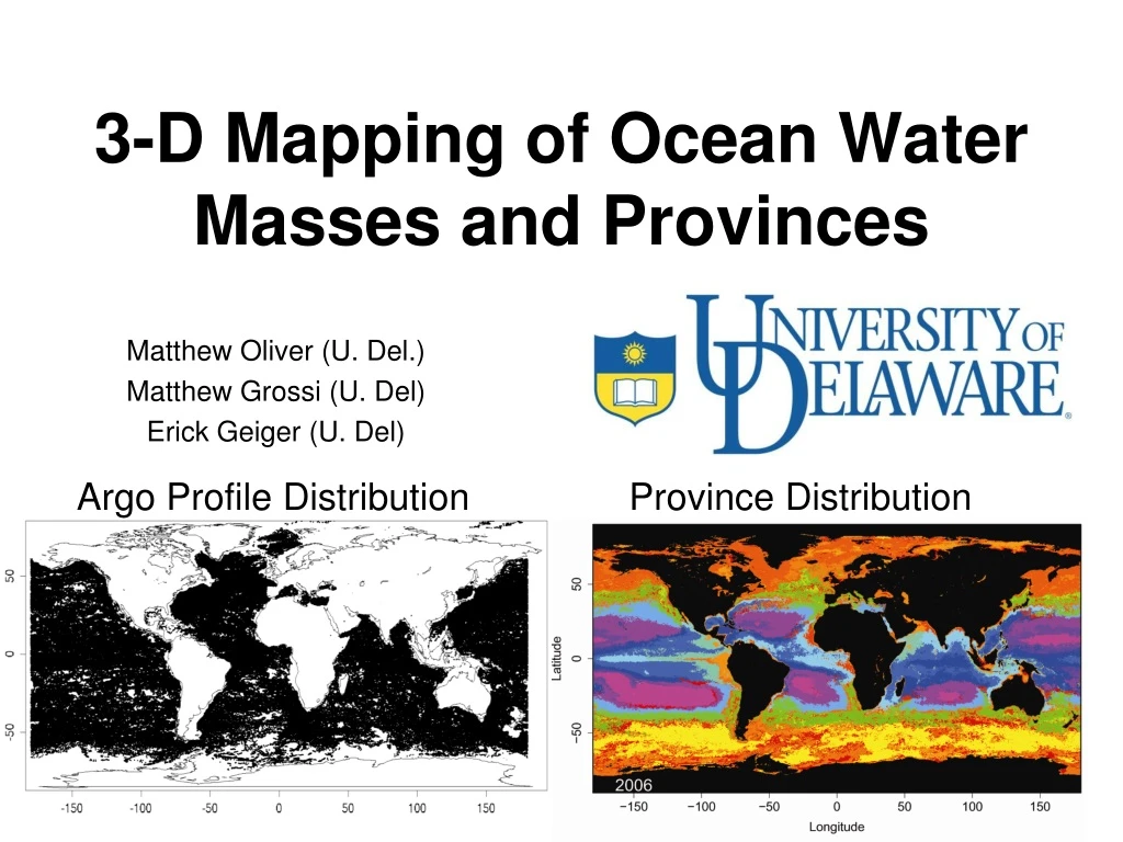 3 d mapping of ocean water masses and provinces