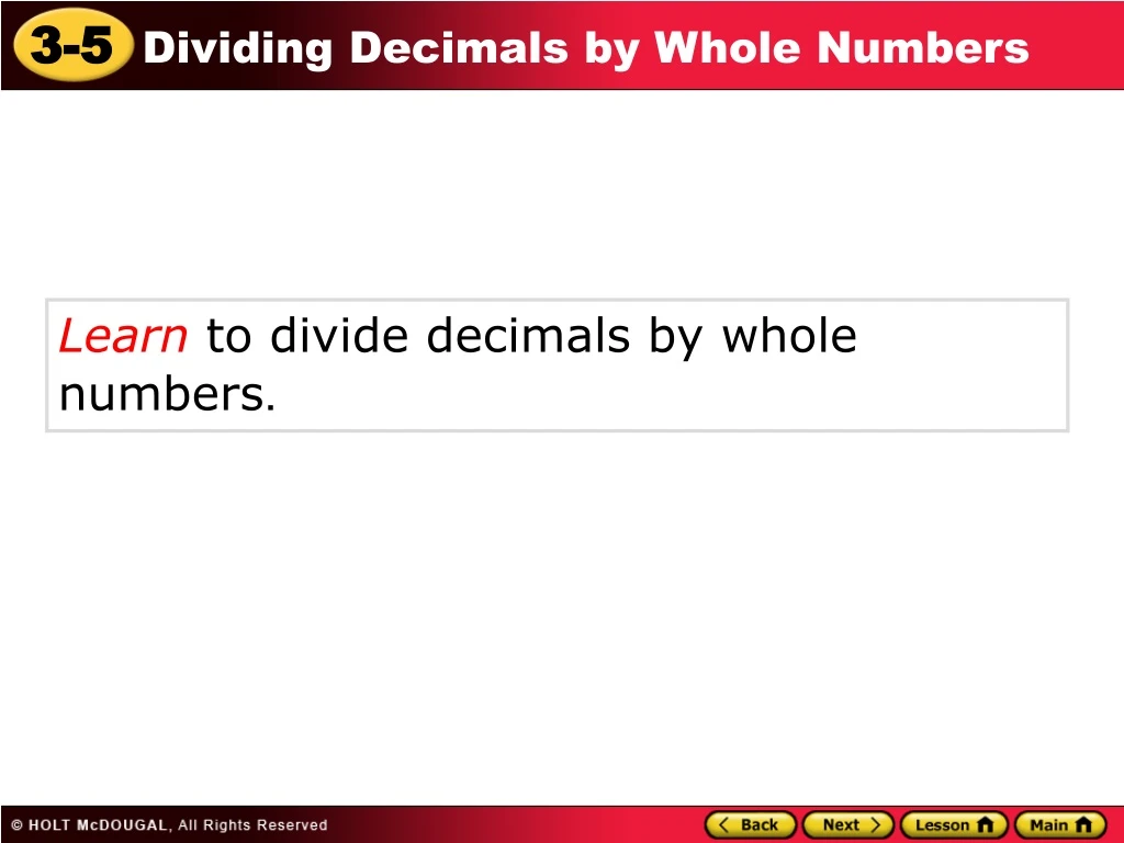 learn to divide decimals by whole numbers