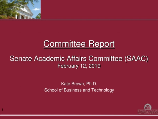Committee Report Senate Academic Affairs Committee (SAAC) February 12, 2019
