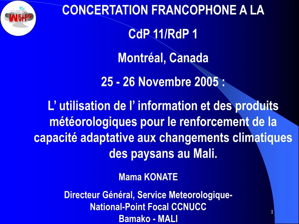 concertation francophone a la cdp 11 rdp 1 montr
