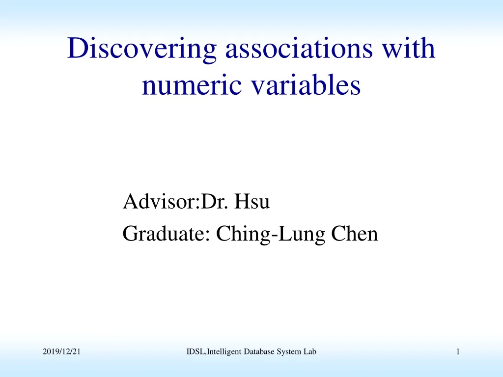 discovering associations with numeric variables