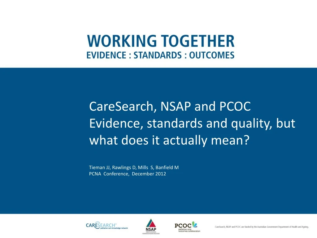 caresearch nsap and pcoc evidence standards